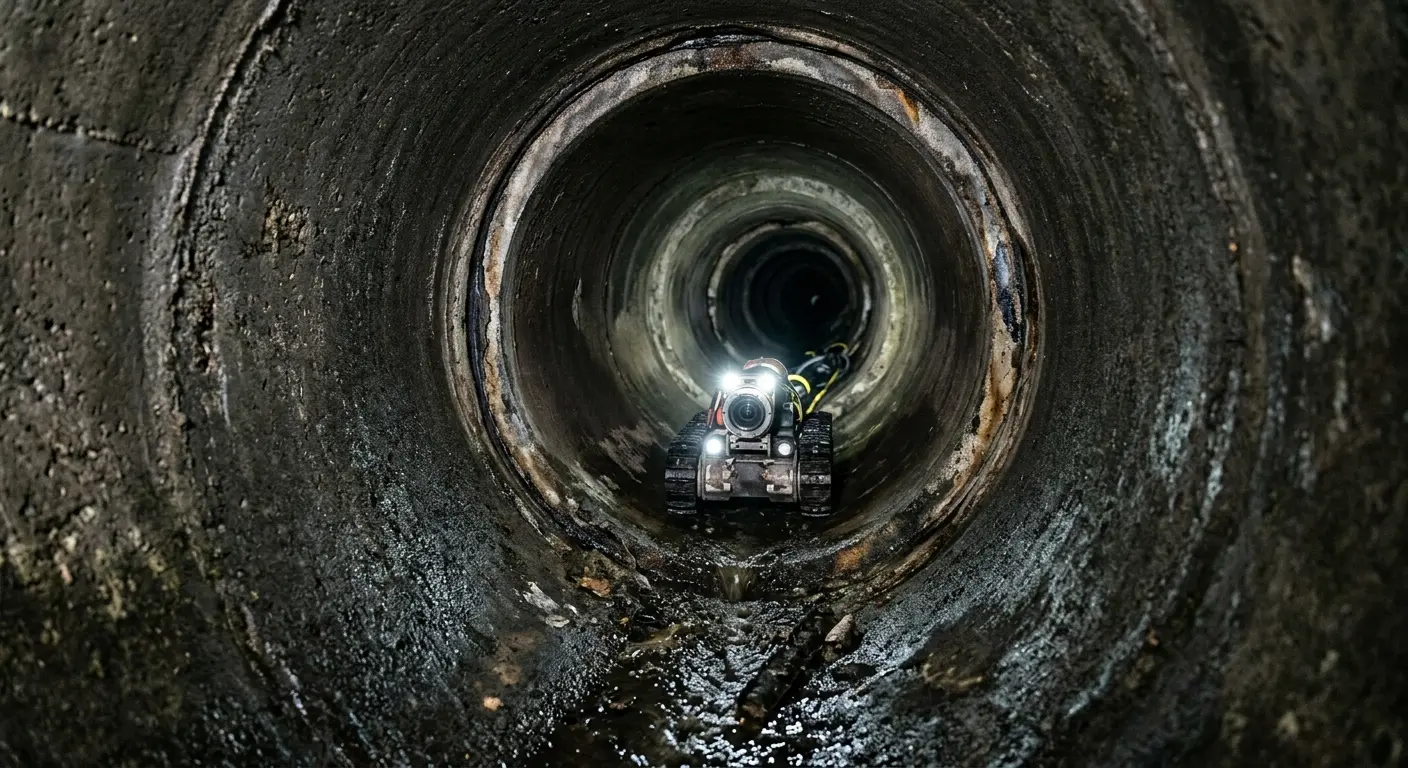 Robotic sewer camera inspecting pipe interior for Drain Snake Service in Howland Center